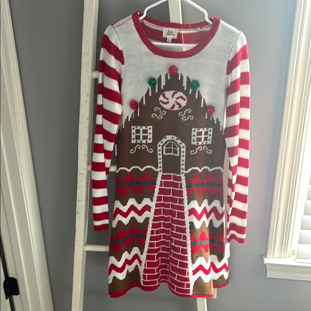 La Belle Christmas (ugly Christmas Sweater) Dress - Red and White